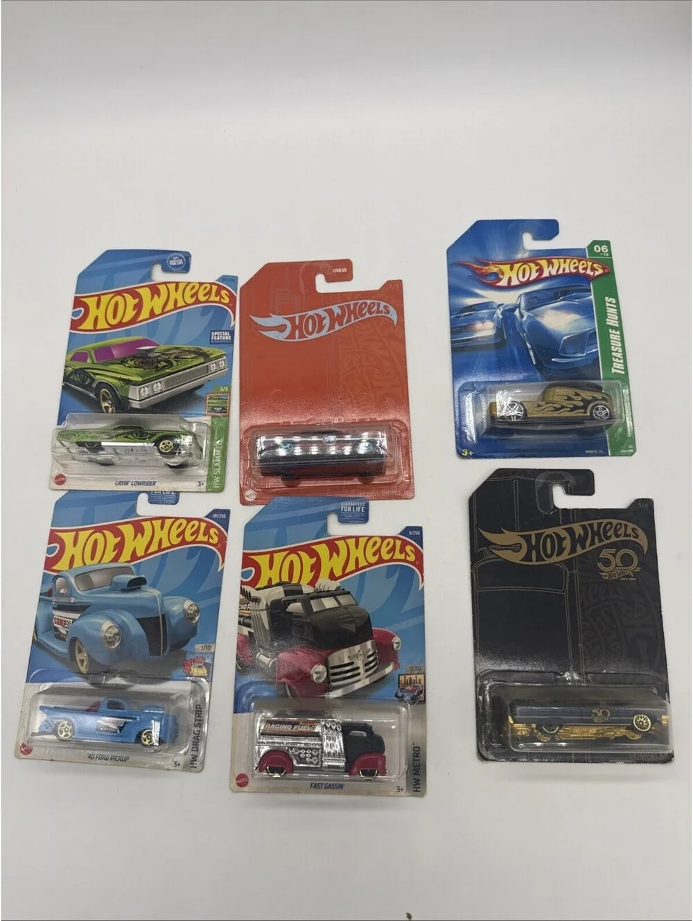 Hot Wheels Diecast Car Lot of 6 2007 Treasure Hunt 50th Anniversary New on Card